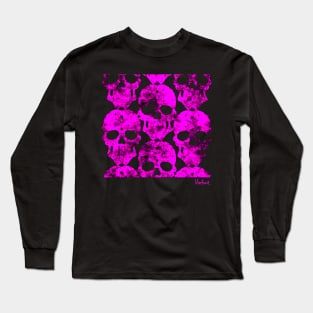 Skulls Convene in Magenta by Blackout Design Long Sleeve T-Shirt